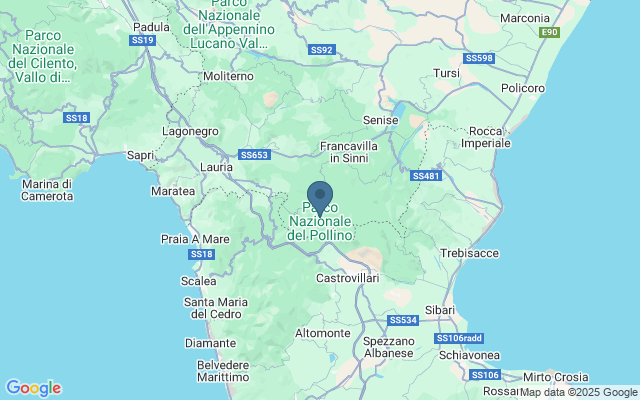 Kaart met locatie Parco Nazionale del Pollino